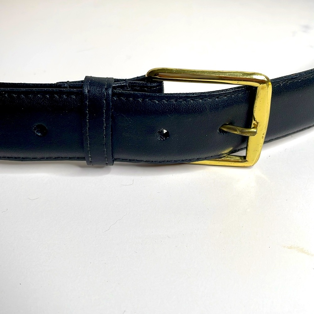 Torino Kipskin men’s leather dress belt in black, brass buckle, USA,  size 40